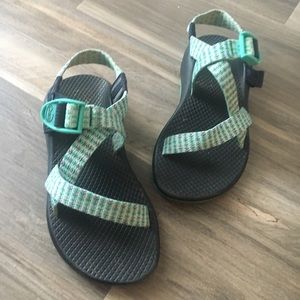 CHACO Sandals Green/Blue Straps Vibram Soles 5